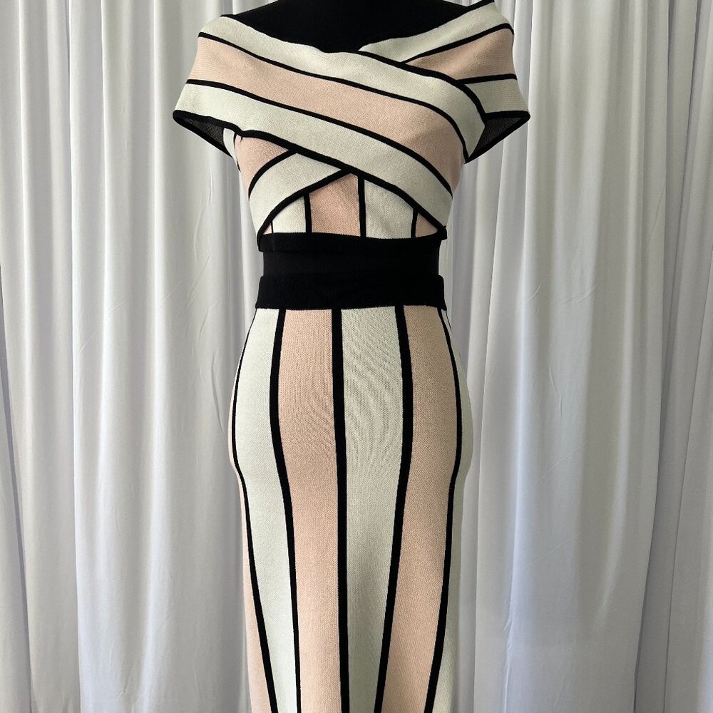 Gianni Bini Black and Pink Striped Dress